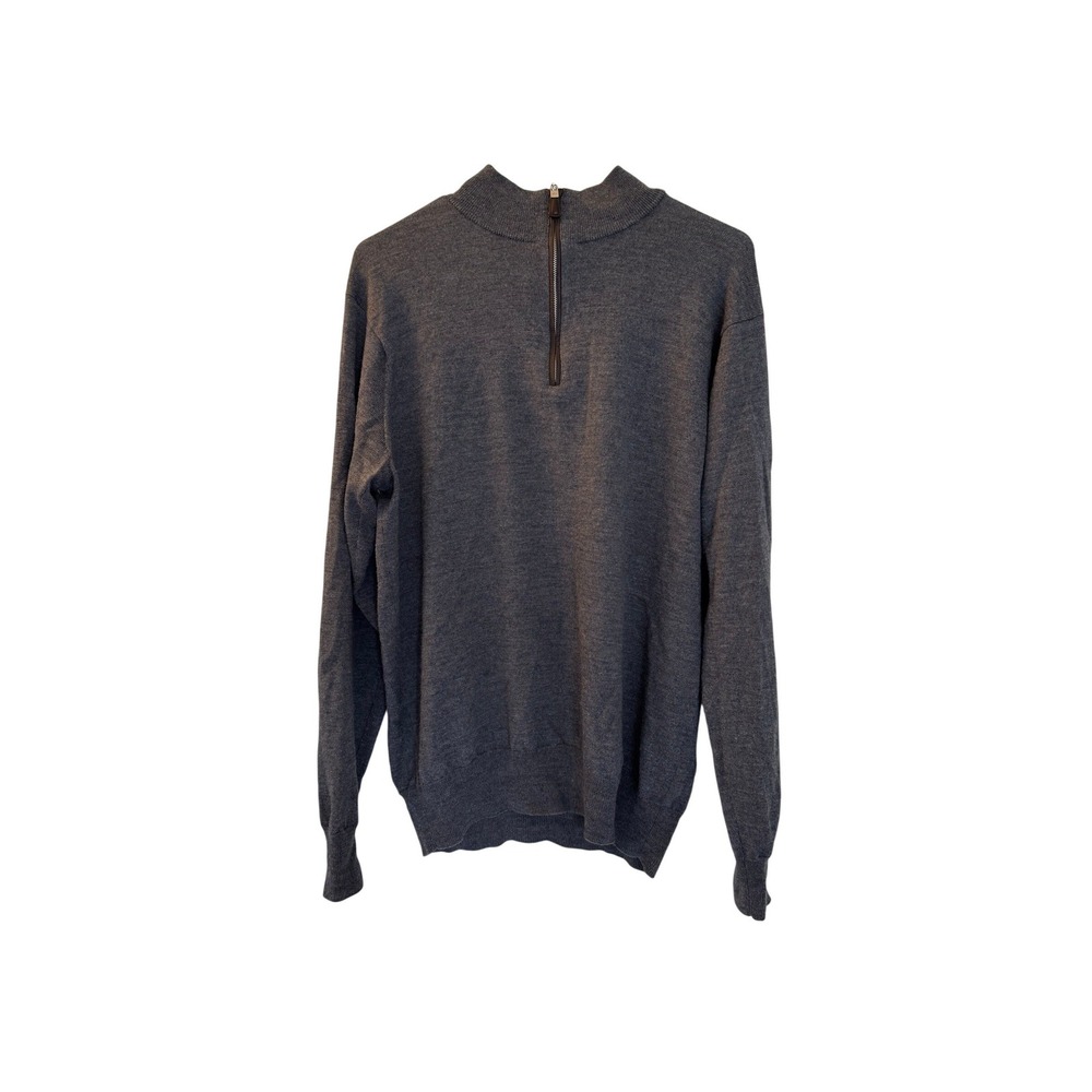 Peter Millar Crown Soft Quarter Zip Sweater Mens L Gray Merino Wool Silk Blend